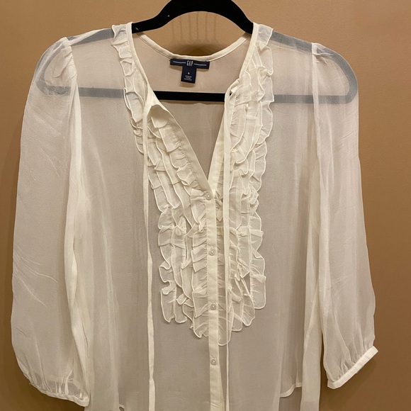 GAP Sheer Off-White Blouse - Picture 6 of 6